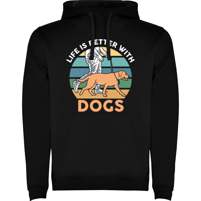 Hanorac Life is better with dogs, Negru