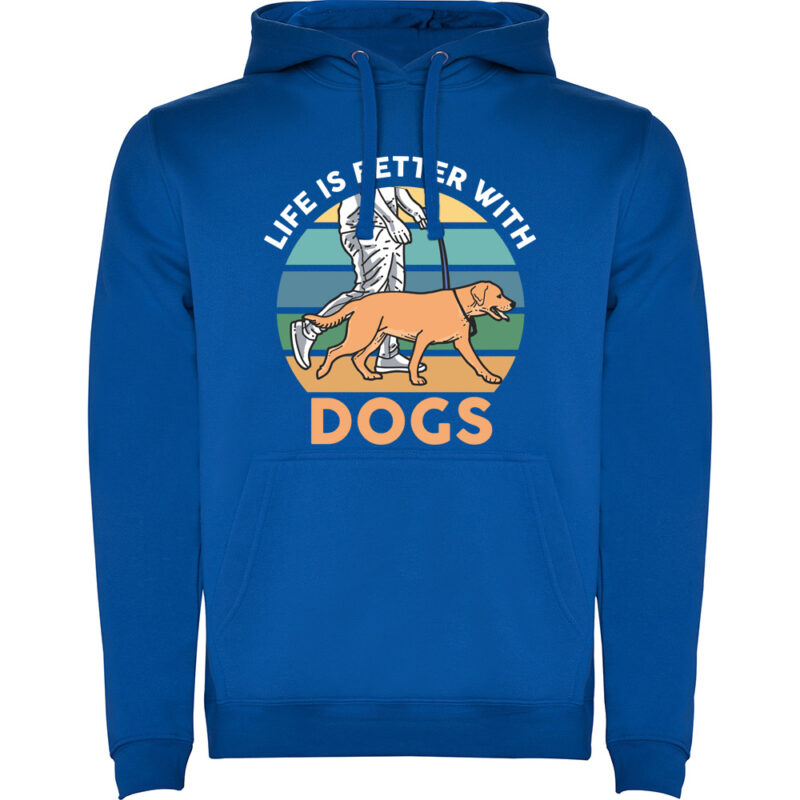 Hanorac Life is better with dogs, Albastru