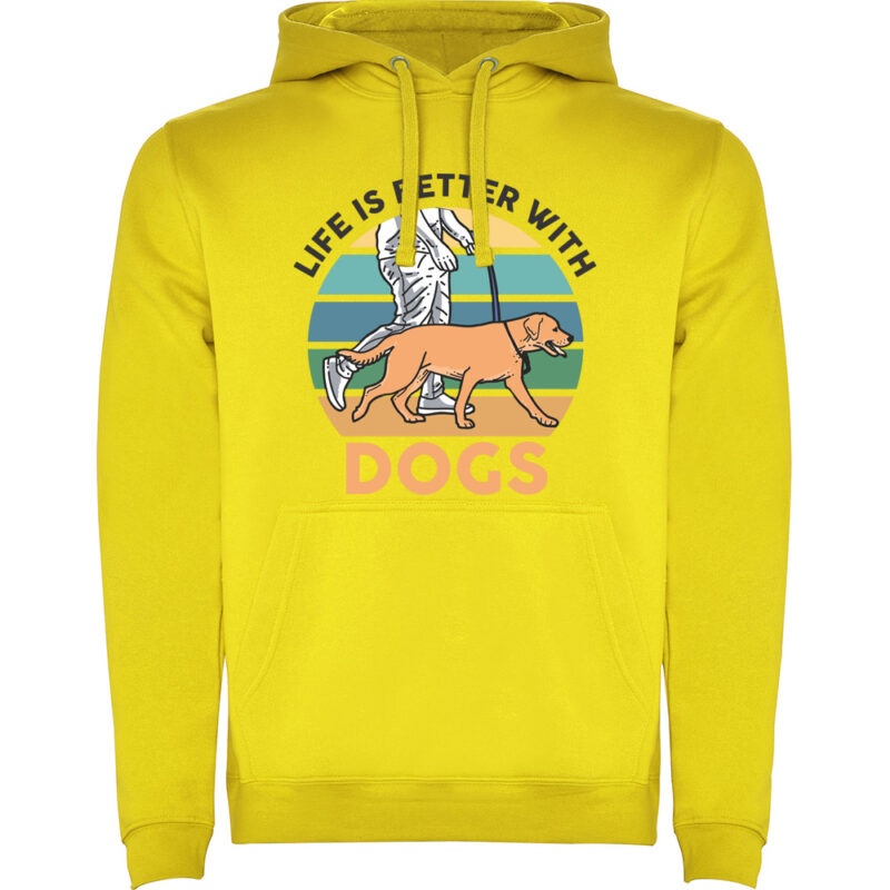 Hanorac Life is better with dogs, Galben