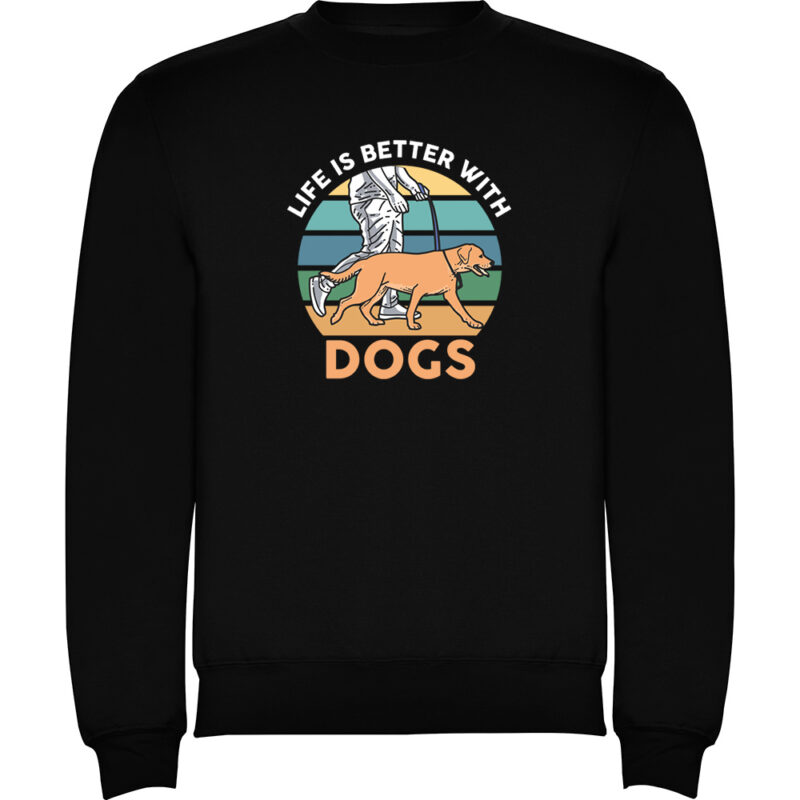 Pulover Life is better with dogs, Negru