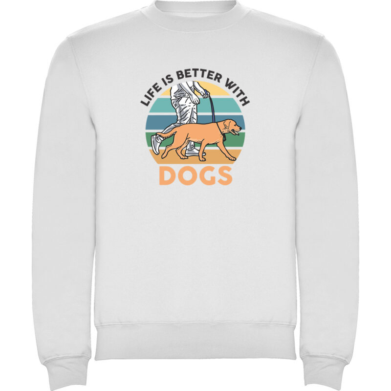 Pulover Life is better with dogs, Alb