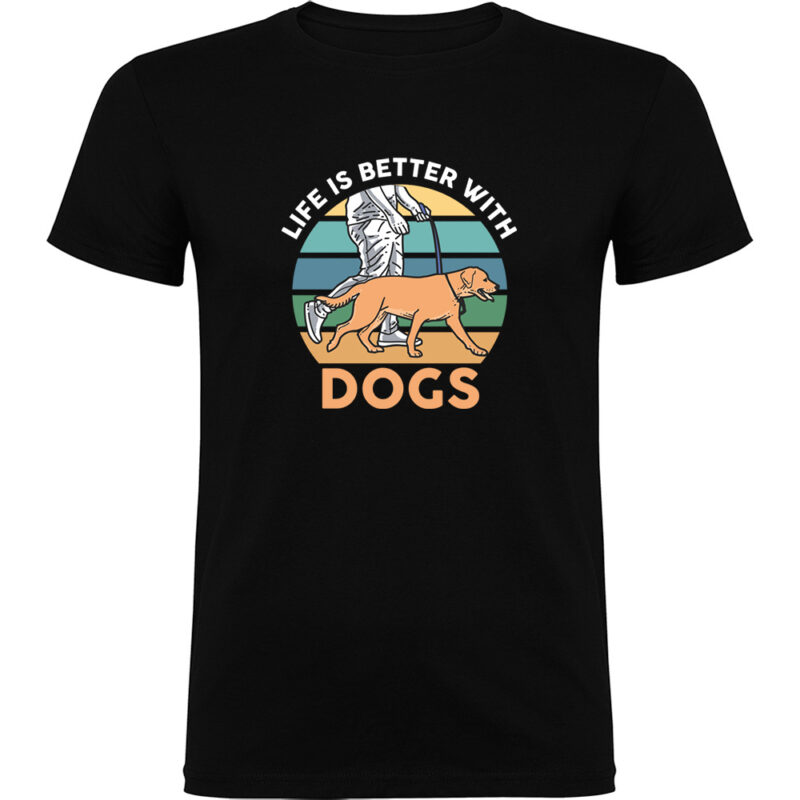 Tricou Life is better with dogs, Negru