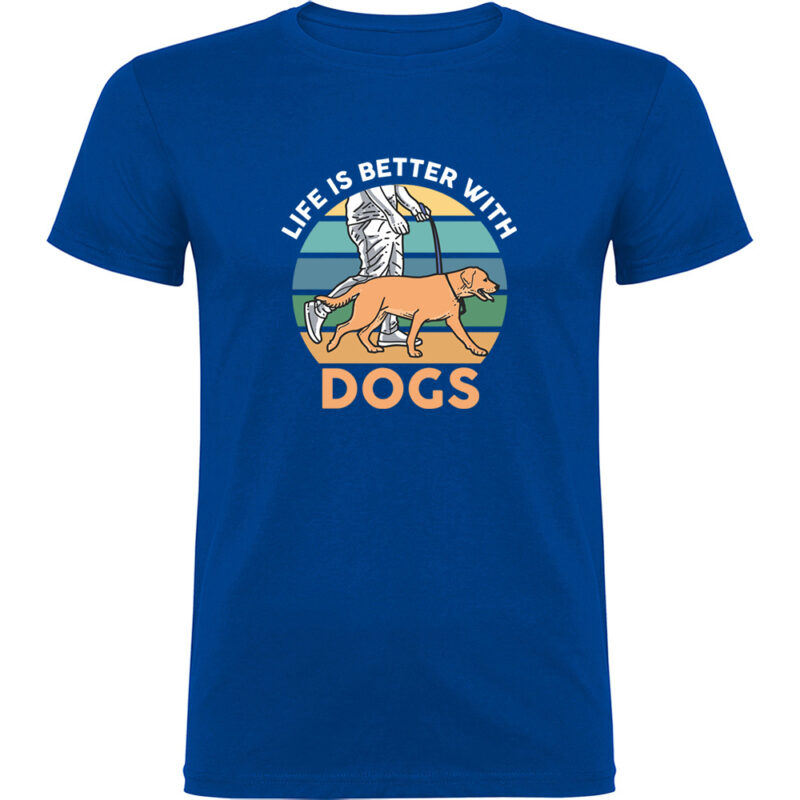 Tricou Life is better with dogs, Albastru