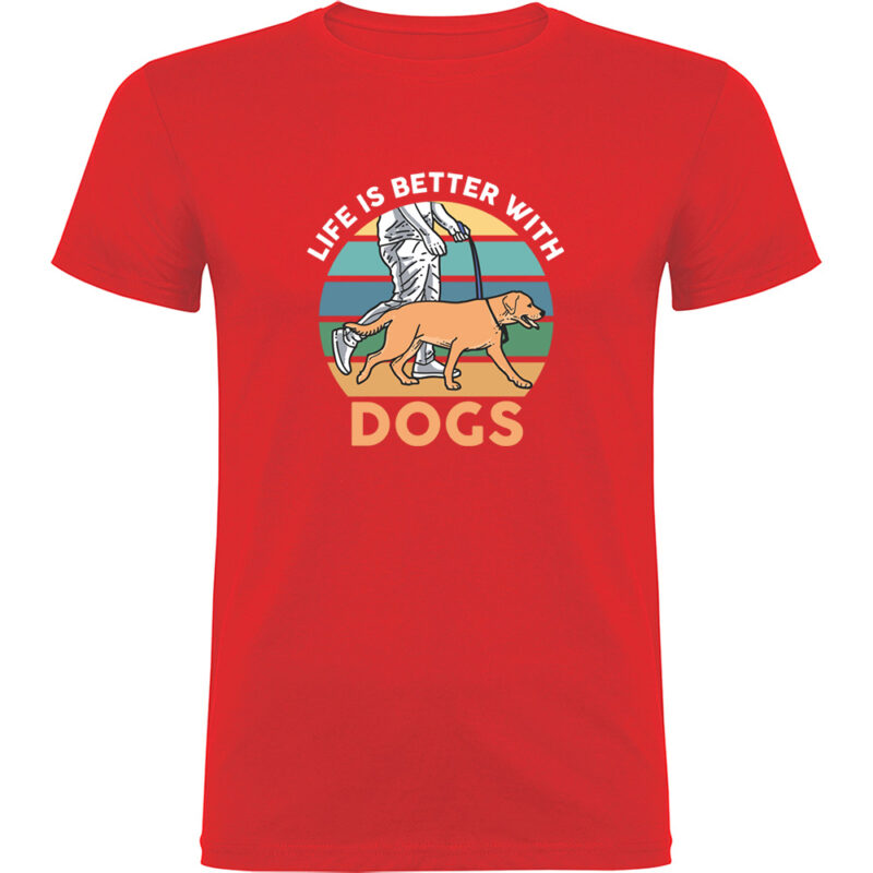 Tricou Life is better with dogs, Roșu