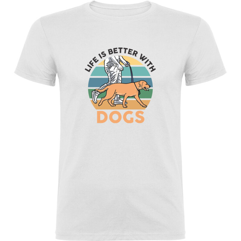 Tricou Life is better with dogs, Alb