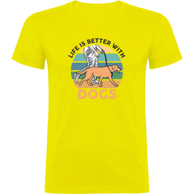 Tricou Life is better with dogs, Galben