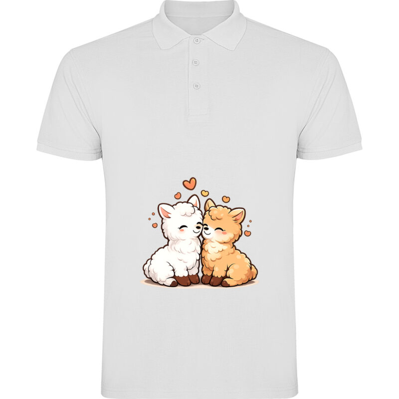 Tricou polo Love (Alpaca), Alb