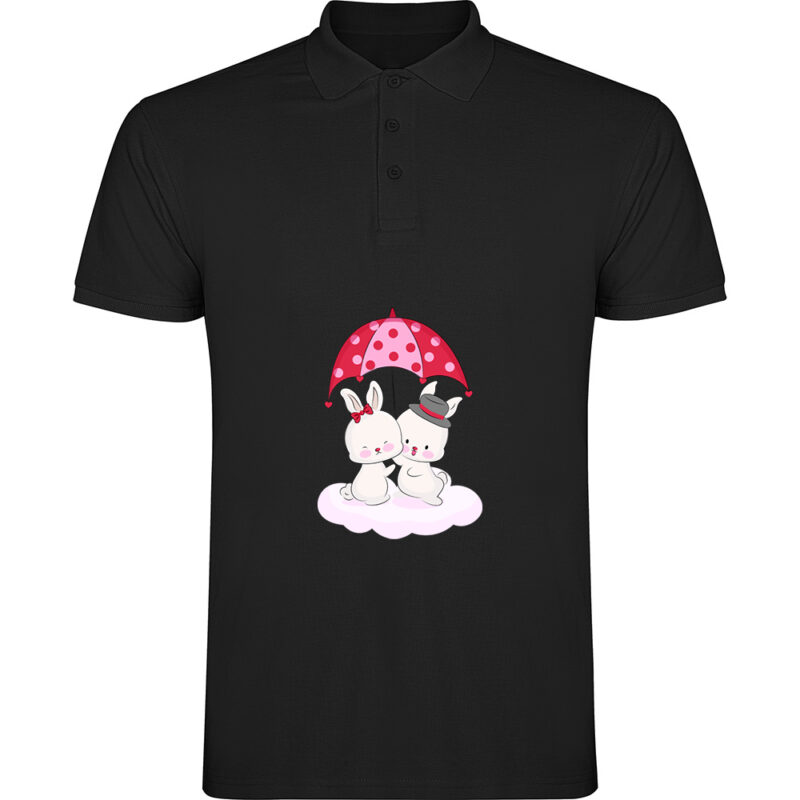 Tricou polo Love (Bunnies), Negru