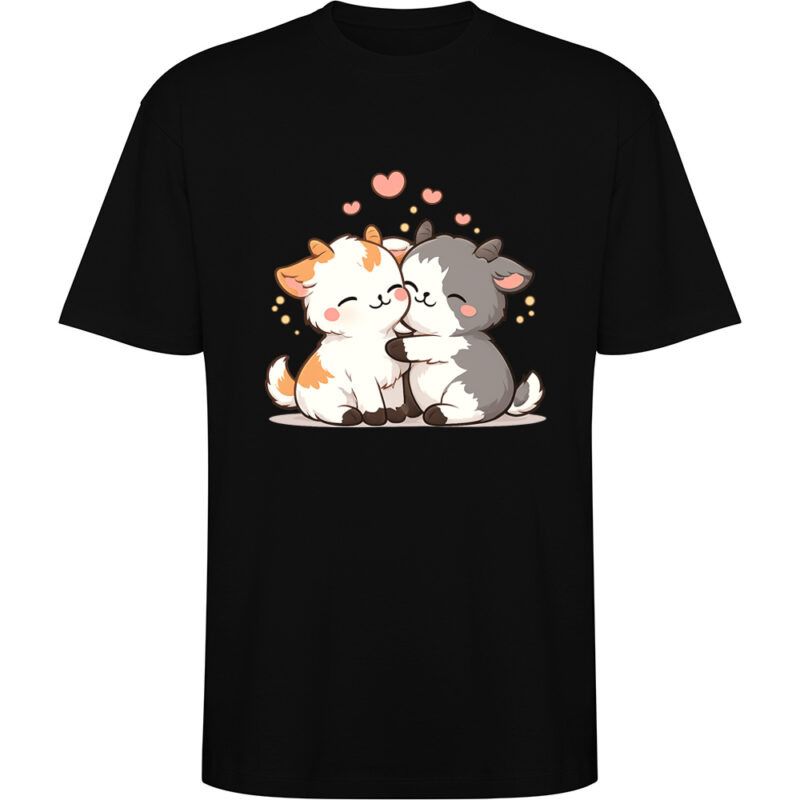 Tricou oversize Love (Goats), Negru