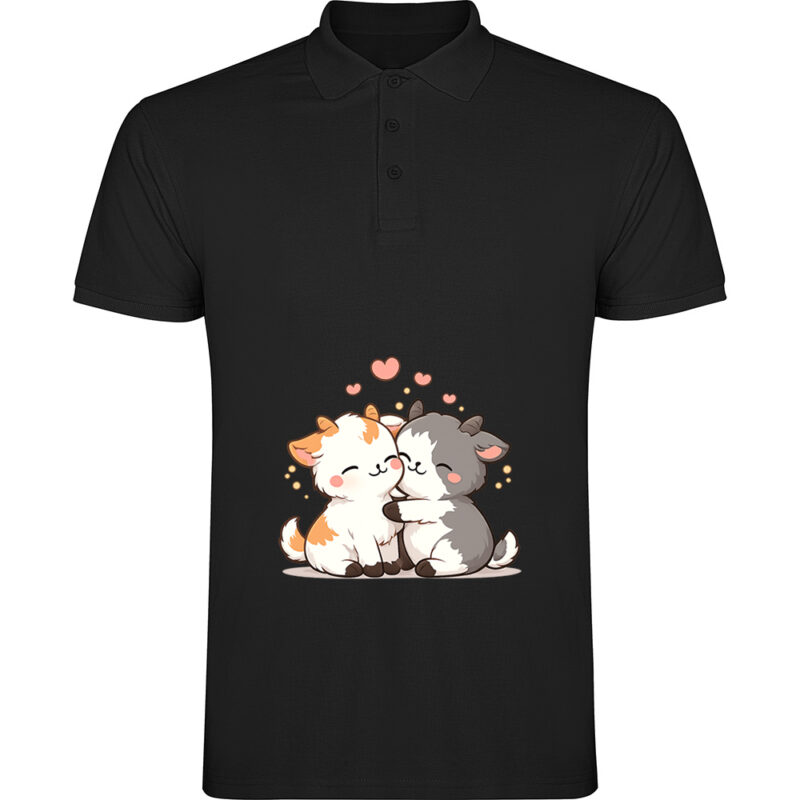 Tricou polo Love (Goats), Negru