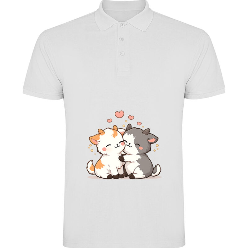 Tricou polo Love (Goats), Alb