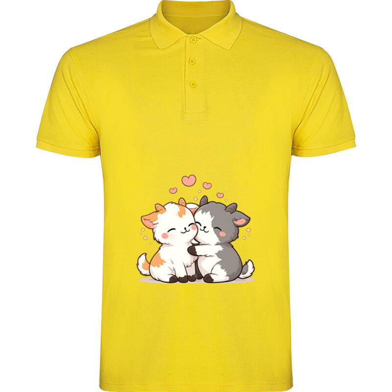 Tricou polo Love (Goats), Galben