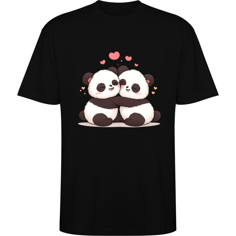 Tricou oversize Love (Panda), Negru