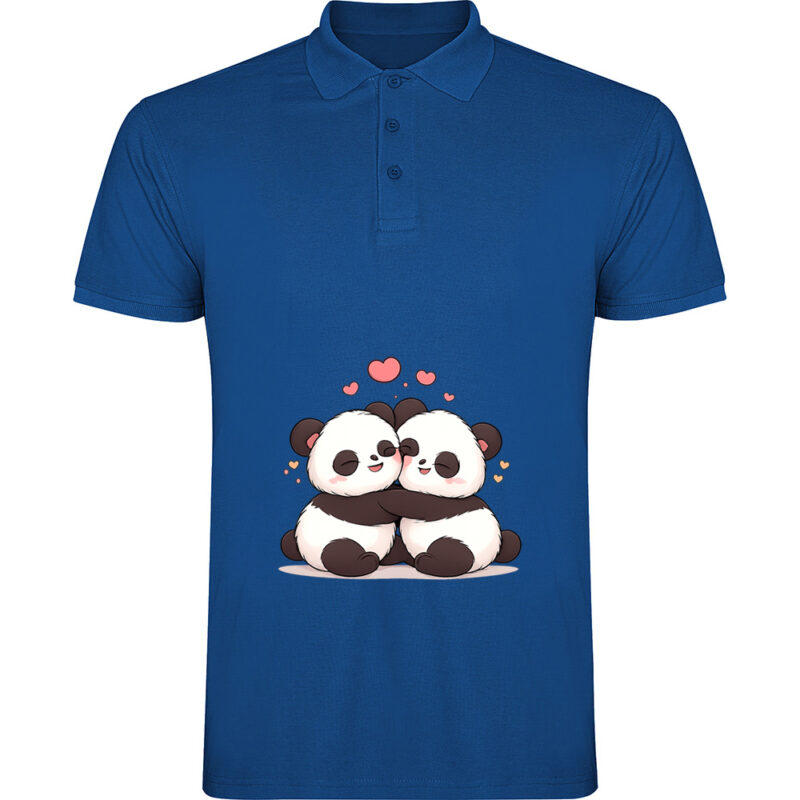 Tricou polo Love (Panda), Albastru