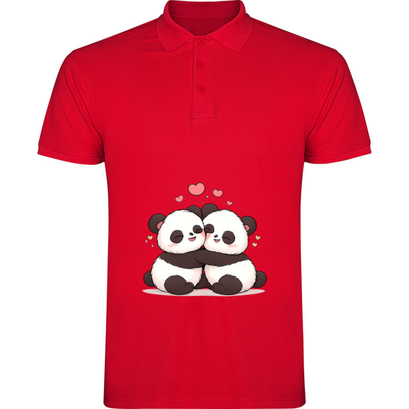 Tricou polo Love (Panda), Roșu