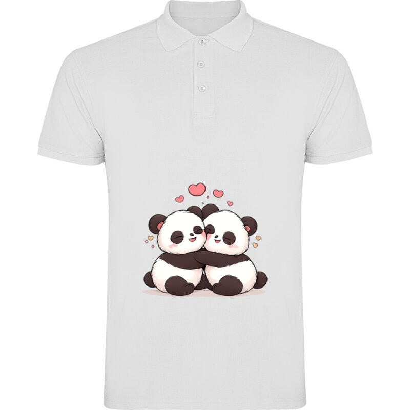 Tricou polo Love (Panda), Alb