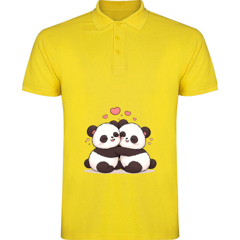 Tricou polo Love (Panda), Galben