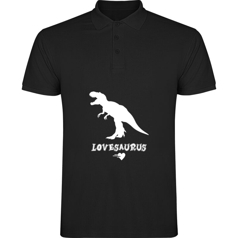 Tricou polo Lovesaurus, Negru