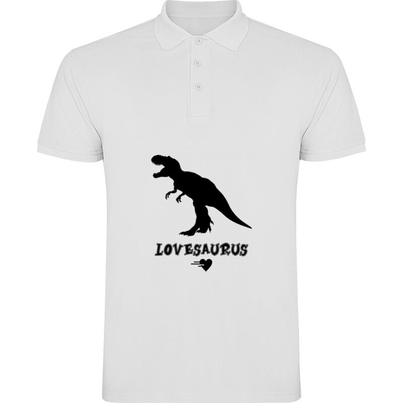 Tricou polo Lovesaurus, Alb