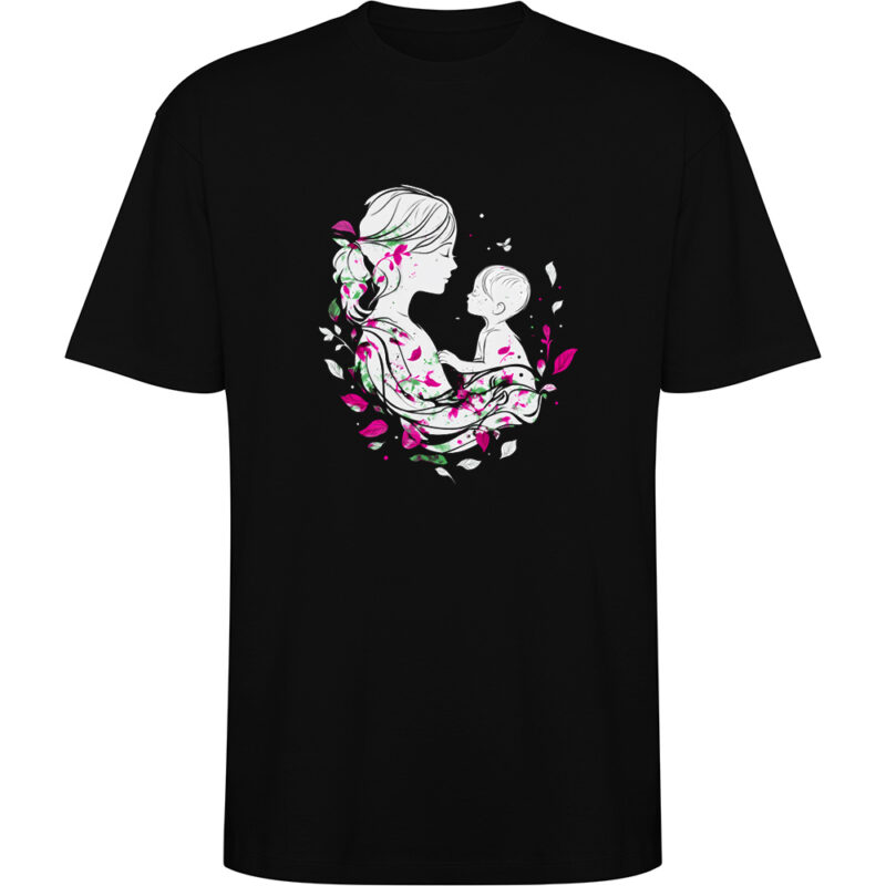 Tricou oversize Mama cu Baiat, Negru