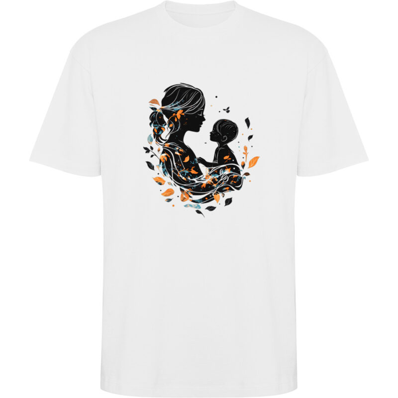 Tricou oversize Mama cu Baiat, Alb