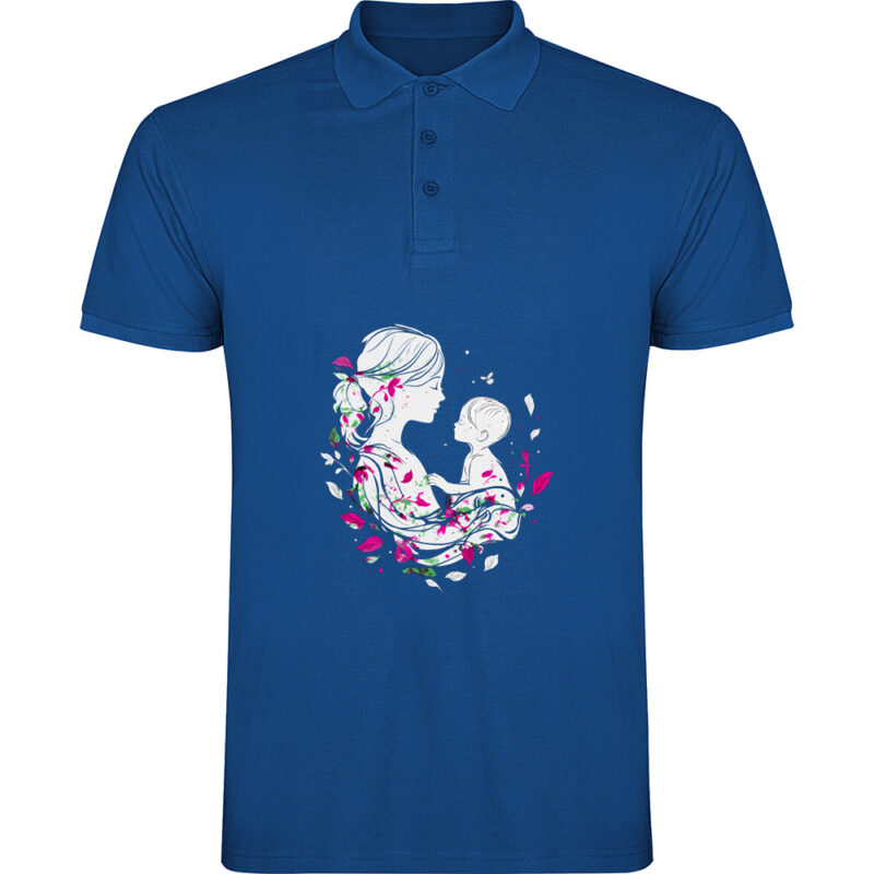 Tricou polo Mama cu Baiat, Albastru