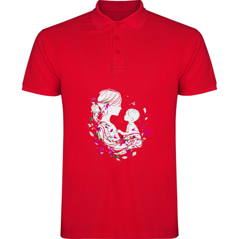 Tricou polo Mama cu Baiat, Roșu