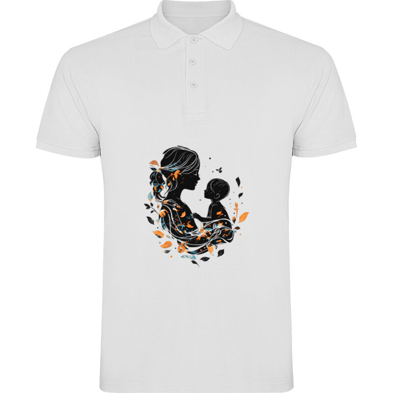 Tricou polo Mama cu Baiat, Alb