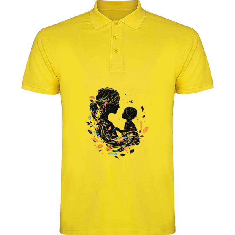 Tricou polo Mama cu Baiat, Galben