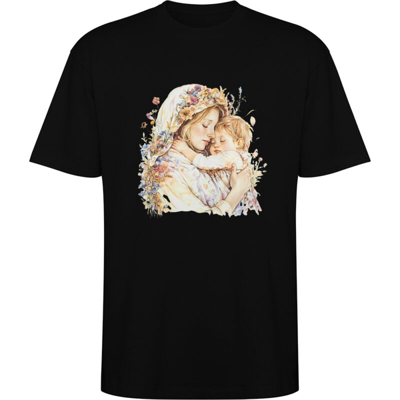 Tricou oversize Mama cu Baiat (model 2), Negru