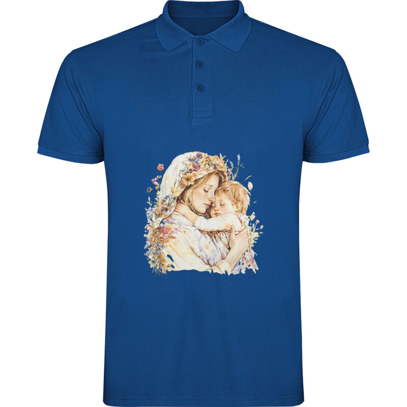 Tricou polo Mama cu Baiat (model 2), Albastru