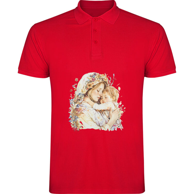 Tricou polo Mama cu Baiat (model 2), Roșu