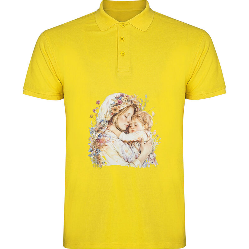 Tricou polo Mama cu Baiat (model 2), Galben
