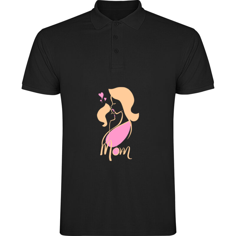 Tricou polo Mama cu Fata, Negru