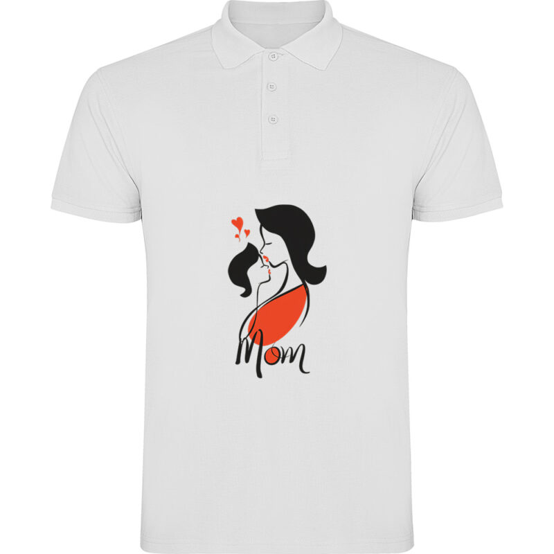 Tricou polo Mama cu Fata, Alb
