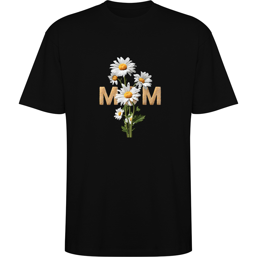 MOMFLORI.TO_.BLK_.jpg Tricou oversize Mom (Flori), Negru - imagine 1