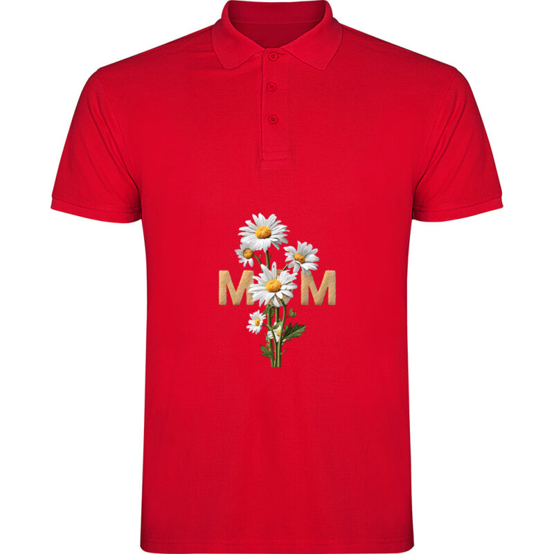 Tricou polo Mom (Flori), Roșu