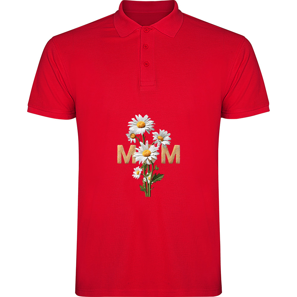 MOMFLORI.TP_.RED_.jpg Tricou polo Mom (Flori), Roșu - imagine 1
