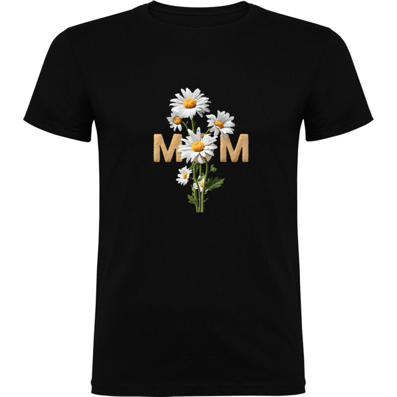 Tricou Mom (Flori), Negru