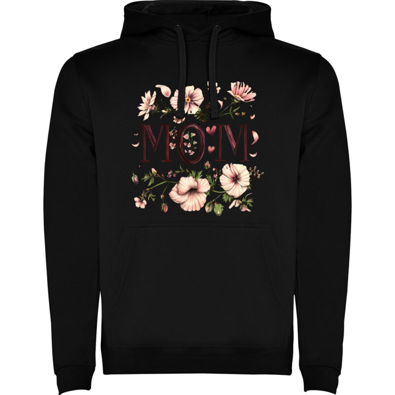 Hanorac copii Mom (Flori 2), Negru