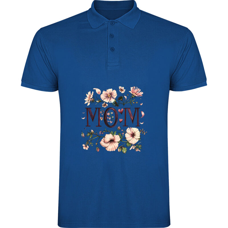 Tricou polo Mom (Flori 2), Albastru