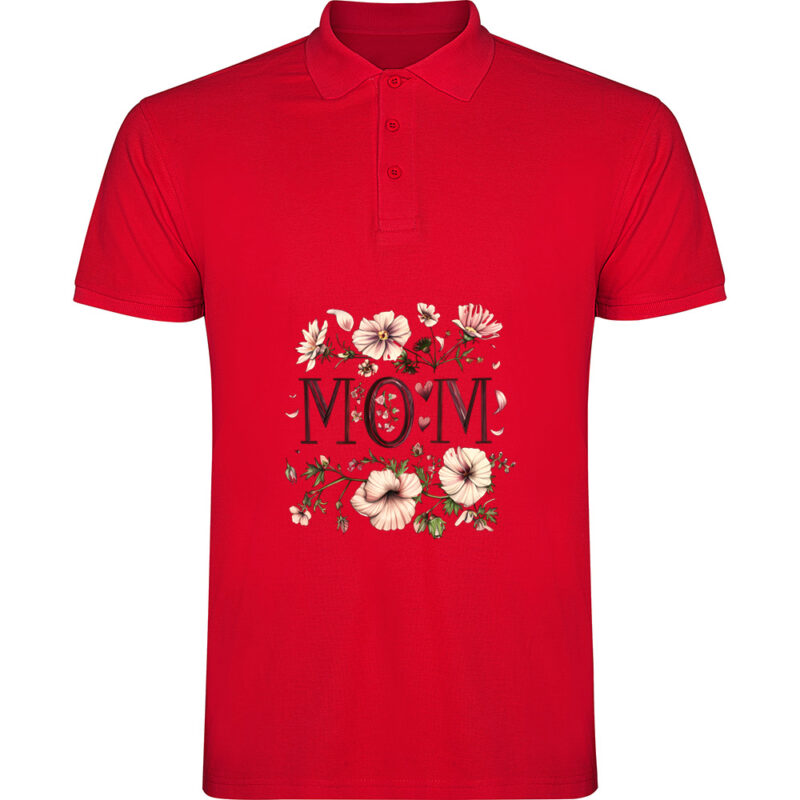 Tricou polo Mom (Flori 2), Roșu