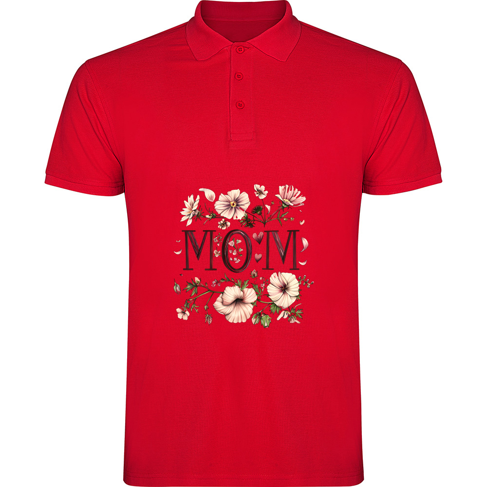 MOMFLORI2.TP_.RED_.jpg Tricou polo Mom (Flori 2), Roșu - imagine 1