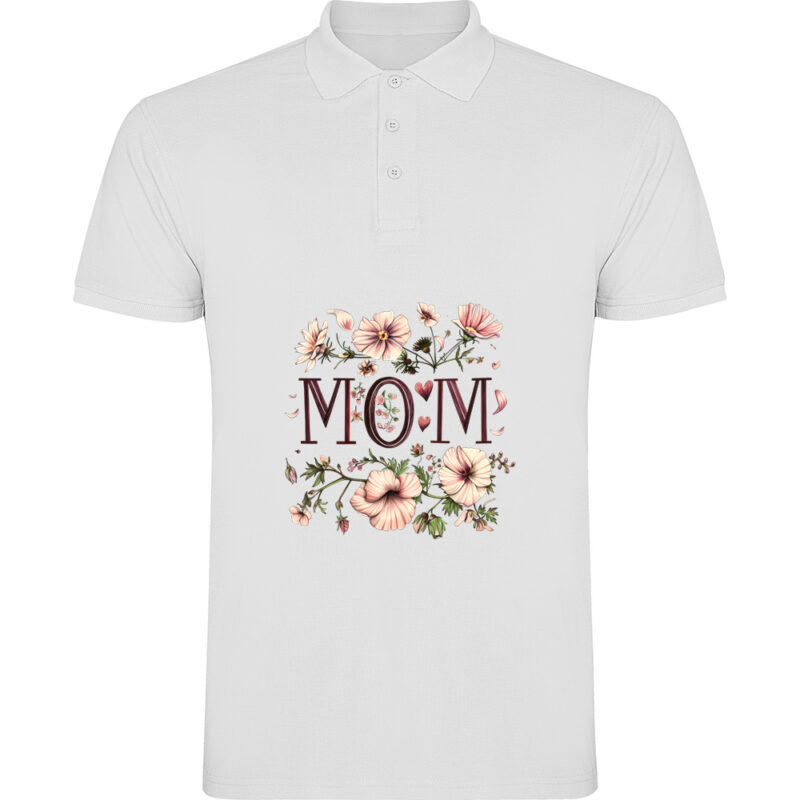 Tricou polo Mom (Flori 2), Alb