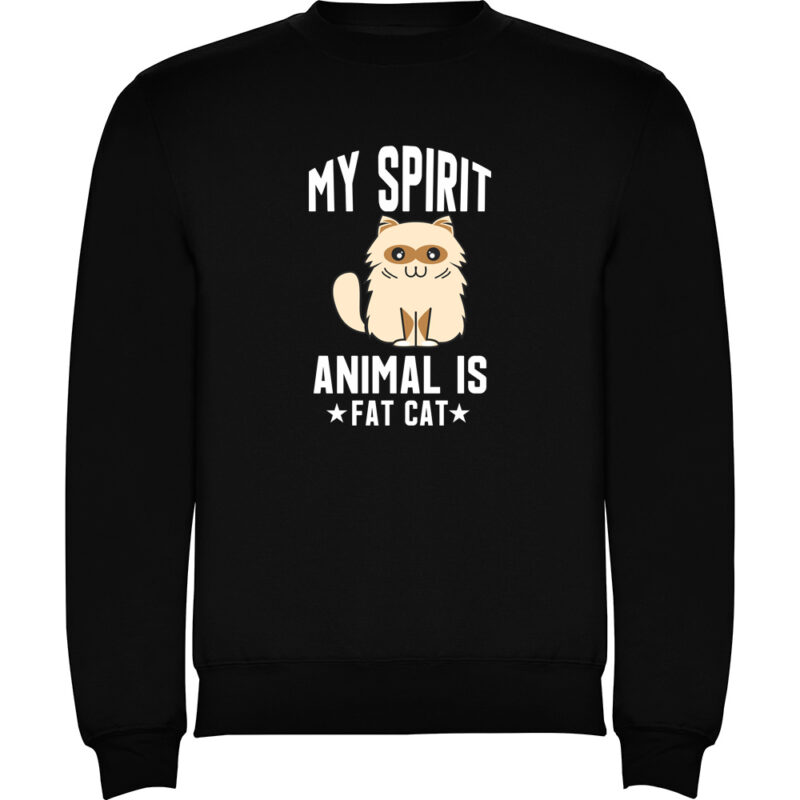 Pulover My spirit animal is fat cat, Negru