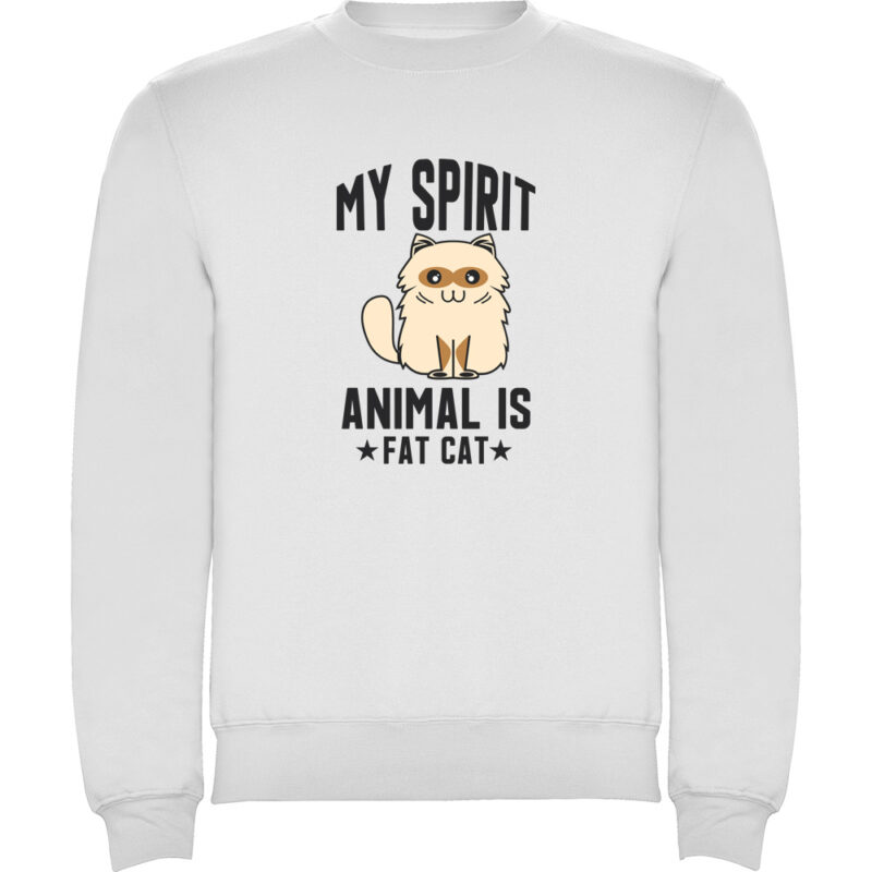 Pulover My spirit animal is fat cat, Alb