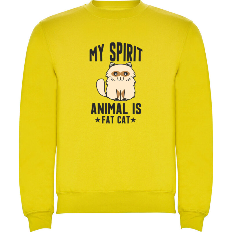 Pulover My spirit animal is fat cat, Galben