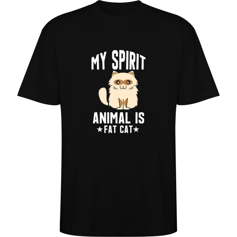 Tricou oversize My spirit animal is fat cat, Negru