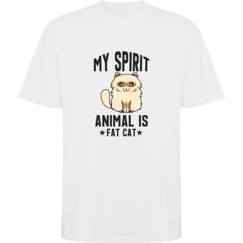 Tricou oversize My spirit animal is fat cat, Alb
