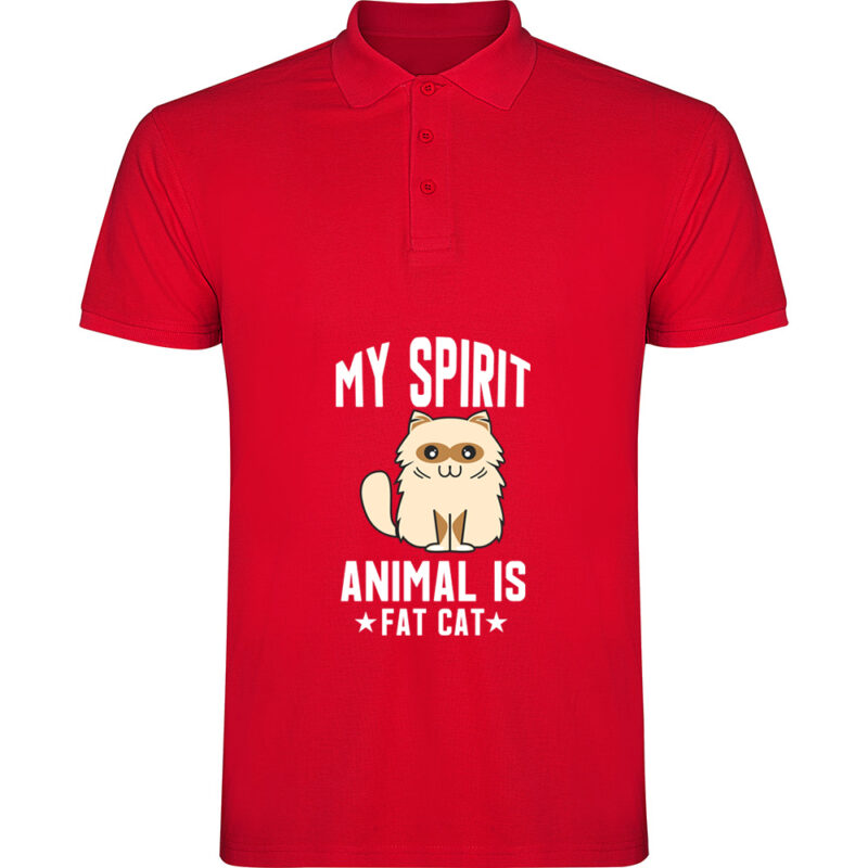 Tricou polo My spirit animal is fat cat, Roșu